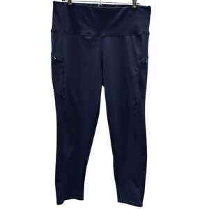 Level Up Active Blue 2 Zippered Pockets 3 Quarter Length Crop Legging Womens XL